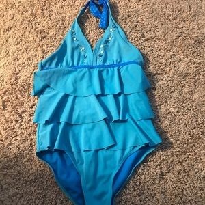 Blue Justice Bathing Suit with Ruffles!